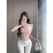 Dongdaemun Women's Pink Knitted Camisole Sleeveless Slim Fit Summer Top Pure Alluring Design for Inner Or Outer Wear_ecoleips.com