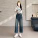 Loose Wide-Leg Jeans 2025 Spring And Autumn High-Waisted Pear-Shaped Body Slimming Cropped Straight Pants For Petite_ecoleips.com