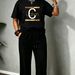Luxury Gold Letter Print Matching Set Women's Casual Wear Comfortable plus Size Fit Unisex Couple's Pant Set_ecoleips.com