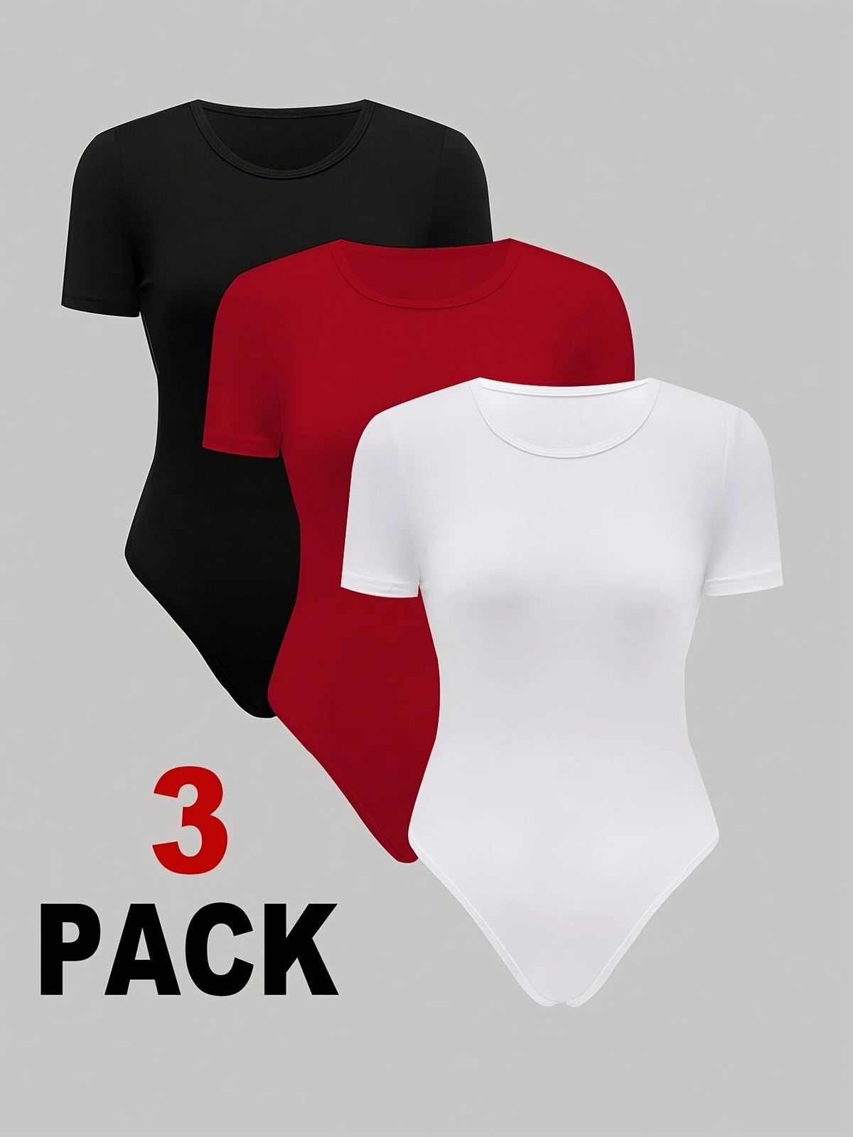 Women's Clothing 3 Piece One Piece Short Sleeved Top Tight Fitting Foggy Outerwear Body Shaping Jumpsuit_ecoleips.com