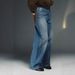 European And American ZA Cross-border RA Foreign Trade Wholesale Leather Patchwork Washed For Women, Baggy Low-waist_ecoleips.com