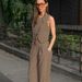 Women's Clothing Casual Khaki Fashion Temperament Sleeveless Vest Trousers Suit Spring And Summer All Match High Waist Two Piece Suit For Women_ecoleips.com