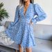 Clearance Sale: European And American Sexy V-neck Floral Ruffle Long-sleeve Chiffon Dress - Independent Station_ecoleips.com