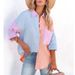 Women's Clothing Women's Clothing Summer New Internet Celebrity Style Contrast Color Stitching Drop Shoulder Long Sleeve Shirt Female_ecoleips.com