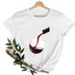 Cross-border Supply Of Simple New Product: Round-neck Wine Glass Pattern Short-sleeve Women's T-shirt_ecoleips.com