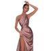 Yj24292 Single-Shoulder Satin Slit Dress, A Stylish And Form-Fitting Dress For Women_ecoleips.com