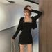 Summer New Sweet And Spicy For Women Drawstring Strap Dress Sexy Long Sleeve Short Cardigan Two-Piece Set_ecoleips.com