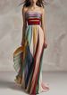 Women's Clothing Sexy Tube Top Printed Color Long Skirt Dress_ecoleips.com