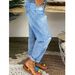 "Plus Size High Waist Stretch Ripped Jeans For Women - Trendy Streetwear With Multi-Button Detail & Comfort Fit"_ecoleips.com