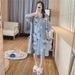 Aria Basics Aria Basics Nightdress For Women Korean Version Printed European And American New Style Half Sleeve Sexy Cotton Silk Pajamas Sweet_ecoleips.com