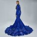 Women's Clothing Temperament Party V Neck Sequin Banquet Hip Wrapped Fishtail Trailing Evening Dress Royal Blue Dress_ecoleips.com