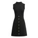Women's Clothing Summer New French Style Simple Sleeveless Splicing Inner Wear A Line Knitted Dress For Women_ecoleips.com