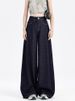 Dark Blue American-style Loose Wide-leg Jeans For Women, 2026 New Model, With A Drapey, Casual, Floor-length_ecoleips.com