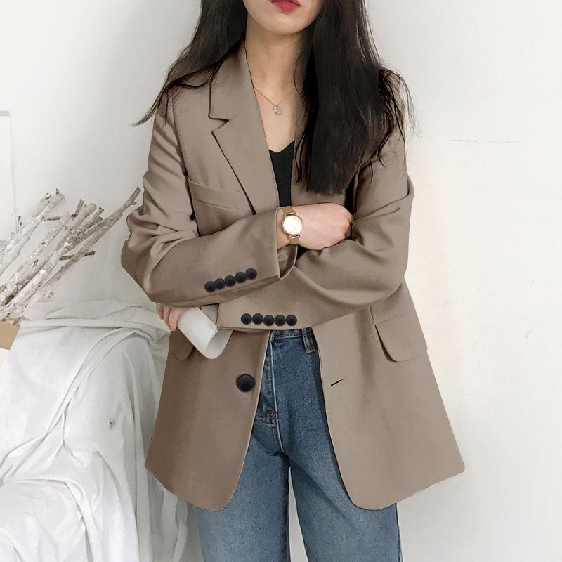 Women's Oversized Blazer Jacket – Casual Suit Coat With Notched Lapel, Stretch Polyester, Solid & Plaid Options (S-5xl)_ecoleips.com