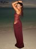 Hugcitar Fashion Solid Slips Bandage Patchwork Lace Hollow Out Sexy See Through Maxi Dress Women Clothes Beach Vacation Party_ecoleips.com