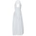 Elegant Deep V Neck Hollow Out Halter Maxi Dress With Flowy Hemline, Sexy Women's Casual Party Dress_ecoleips.com