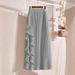 Women's Rose Patterned A-Line Skirt High Waisted Slimming Mid-Length Knitted Autumn/Winter New Style_ecoleips.com