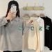 Autumn Korean Style Polo Lapel Long-Sleeved Sweater For Female Students Loose Style Letter Print Top Wholesale_ecoleips.com