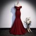 Burgundy Mermaid Evening For Women, Vocal Solo Performance, Music Exam, Toasting, Annual Meeting Host, Off-Shoulder_ecoleips.com