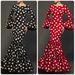Women's New European And American Fashion Polka Dot Bell-sleeve Slim-fit Bodycon Fishtail Dress For Women On Dress_ecoleips.com