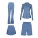 Women's Four Piece Set Slim Fit Elastic Fit Sports Yoga Jacket Flared Pants Shorts Skirt Sportswear_ecoleips.com