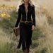 Vintage Western Fringe Suede Long Sleeve Bodycon Dress For Women Cowgirl Chic Party Night Out_ecoleips.com