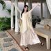 Autumn New Korean Fashion Color Block Strap Knitted Cardigan Two-Piece Maternity Dress_ecoleips.com