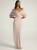 Mozision Women Off-shoulder Ruched Sexy Maxi Dress Elegant Deep V Neck Draped Sleeve Bodycon Club Party Long Dresses Female_ecoleips.com