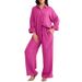 Women's Loose Casual Two Piece Set Fashion Large Stock Available Top And Wide Leg Pants New_ecoleips.com