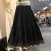 Slimming Elegant A-Line Maxi Skirt White Lace Trim Embroidered Hollowed Out Detail Casual Mid-Calf Spring/Autumn Skirt_ecoleips.com