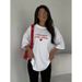 Simple Stylish Letter And Heart Print Oversized "no Pants" Look 100% Cotton Short-sleeve T-shirt Fashion Top_ecoleips.com