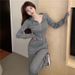 Women's Sports Suit 2026 Spring New Long-Sleeve Cardigan Irregular Sweatshirt High-Waisted Casual Wide-Leg Pants_ecoleips.com