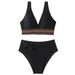 Sexy Deep V Bikini Set – High-Waisted Sporty Swimwear (Trendy Two-Piece For Beach & Pool)_ecoleips.com