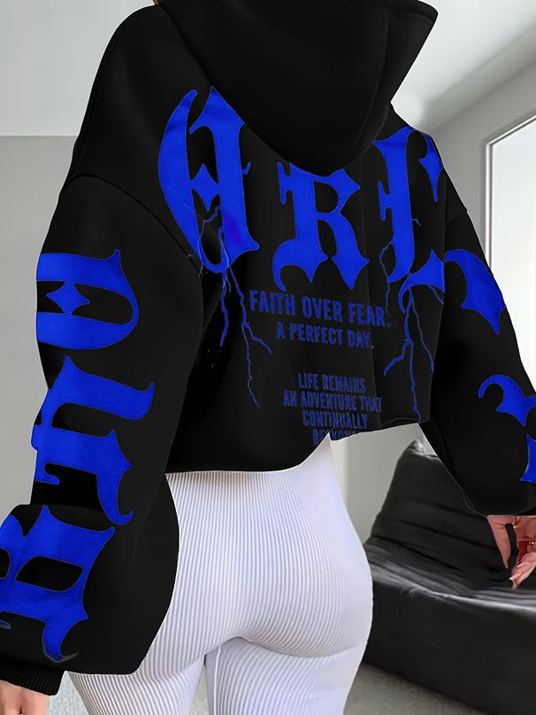 Stylish Printed Thickened Versatile Long-sleeved Loose Hooded Sweatshirt_ecoleips.com