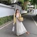 Summer 2025 New French-style Apricot Strap For Women, High-end Elegant Early Spring Lace Heavy-duty Long Dress_ecoleips.com