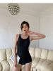 Korean Style One Piece Swimsuit for Small Busts Retro Slimming Casual Tummy Covering Flat Angle Conservative Beach Racing Suit_ecoleips.com