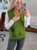 Solid Color Knit Sleeveless Vest, Women's V-Neck With Cartoon Pattern Knitwear_ecoleips.com