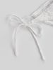 Women White 3D Floral Textured Wrap Around Bikini Top Triangle Cup Criss Cross Back Halter Strappy Tie Waist Swimsuit Top Beach Bathing Suit_ecoleips.com