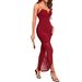 European American Sexy Deep V-Neck Strap For Women, Spring Autumn New Fashionable Elegant With Chest Pads And Slit Long_ecoleips.com