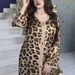 Women's Clothing Elegant Lace Trim Dress Leopard Print Long Sleeved Islamic Clothing Middle East Arabian Style Dubai Fashion Modest Abaya Dress_ecoleips.com