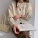 Aria Basics Aria Basics Soft Relaxed Knitted Cardigan For Women, Early Spring Wear, Autumn And Winter Vintage Button Top, Loose Coat Sweater_ecoleips.com