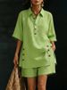 K New Women's Short Sleeved Shirt Loose Pants Two-piece Set_ecoleips.com