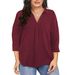 Plus-Size V-Neck Chiffon Blouse – Flowy 3/4 Sleeve Tunic Top For Women, Lightweight & Breathable (1XL-5XL, 8 Colors)_ecoleips.com