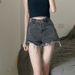 Denim Shorts Women's Summer Design Sense Thin Large Size Fat Mm Thin High Waist Hole A Word Burr Edge Hot Pants_ecoleips.com