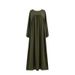 Women's Clothing Muslim Loose Large Size Long Sleeved Solid Color Pullover Robe Skirt Spring And Autumn Knee Length Skirt Dress_ecoleips.com