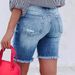 K New Fashionable Women's Perforated Elastic Denim Jeans, Fashionable Denim Shorts_ecoleips.com