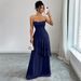 "Strapless Elegant Cake Dress For Women - European & American Style Party Wear, Flattering Fit, Breathable Polyester_ecoleips.com