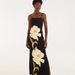 Slim Fit Off Shoulder Halter Dress Floral Print Color Block Style Spring Summer Long Skirt Women's Clothing_ecoleips.com