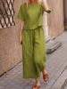 plus Size Casual Sportswear Set Loose Fitting Short Sleeved Solid Color Fashion For Spring And Autumn_ecoleips.com