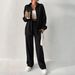 Women's Temperament Solid Color Shirt Jacket And Wide Leg Trousers Casual Two Piece Suit European American Style Autumn New 2023_ecoleips.com